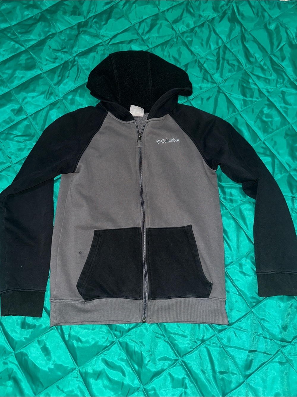 Columbia Gray and Black Full-Zip Kids Hoodie